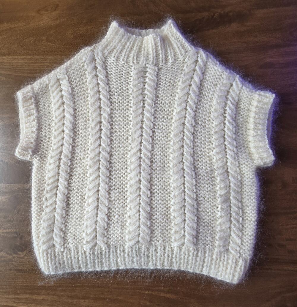 GANNI The Julliard Mohair Wool Sweater Vest Cream Ivory Size L EUC Hand Knit